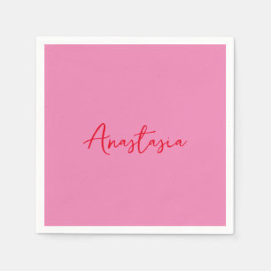 Servilleta De Papel Nombre caligráfico profesional personalizado rosa