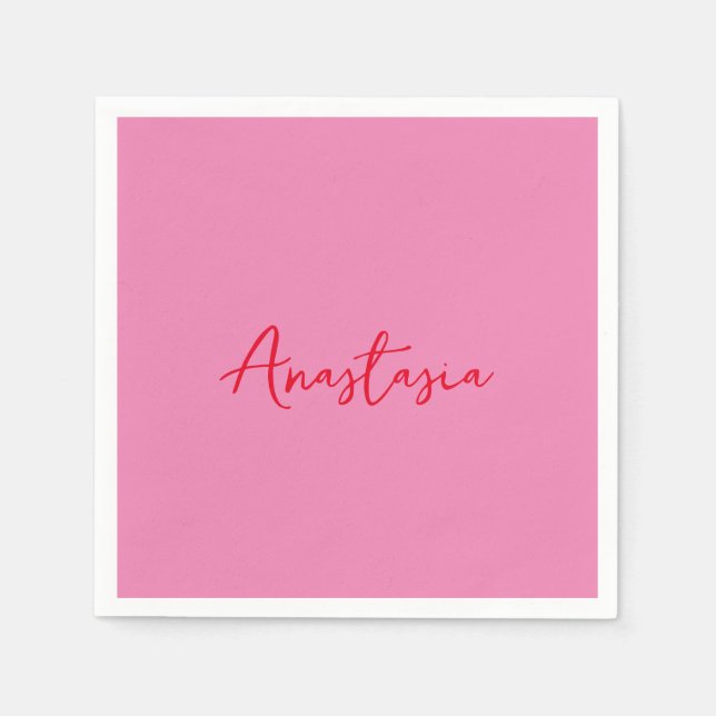 Servilleta De Papel Nombre caligráfico profesional personalizado rosa (Anverso)