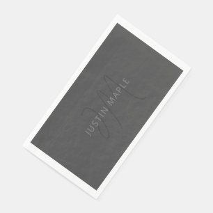 Servilleta De Papel Nombre con Buena Apariencia y Monograma Gris Osc