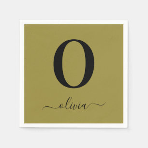 Servilleta De Papel Nombre con letra personalizada en oro y negro