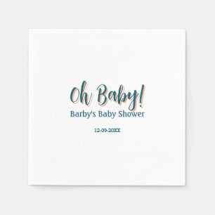 Servilleta De Papel nombre de baby shower simple azul negrita oh bebé