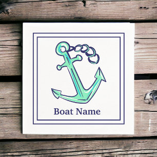 Servilleta De Papel Nombre de barco personalizado Navy Ancla verde Nau