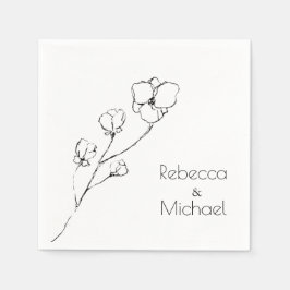 Servilleta De Papel Nombre de Boda plano floral con mano simple