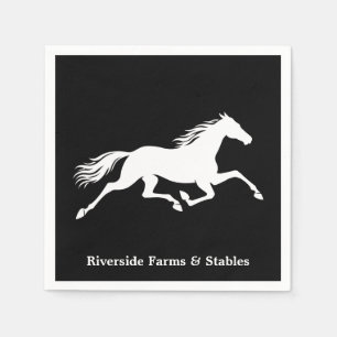 Servilleta De Papel Nombre de cuadra de caballos ecuestres Negro