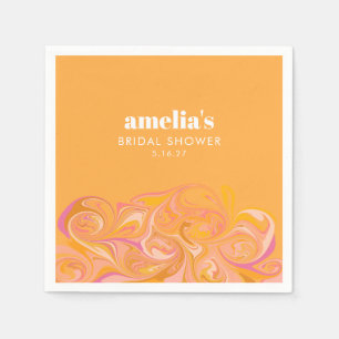 Servilleta De Papel Nombre de ducha nupcial personalizado mármol rosa 