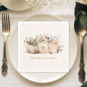 Servilleta De Papel Nombre de familia botánico floral del bosque con m