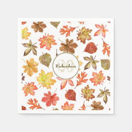Servilleta De Papel Nombre de familia del patrón de hojas de otoño