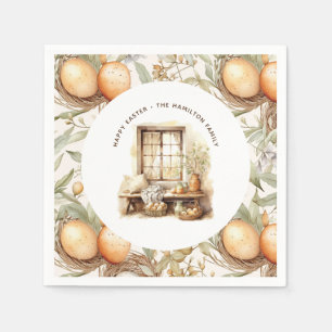 Servilleta De Papel Nombre de familia personalizada Rustic Easter