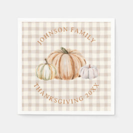Servilleta De Papel Nombre de Familia Personalizado Agradecido Gingham