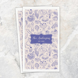 Servilleta De Papel Nombre de Familia Personalizado Comida Dibujada a 