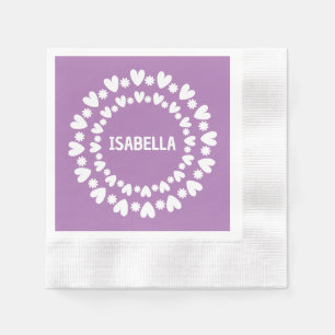 Servilleta De Papel Nombre De Flores Y Corazones