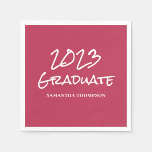 Servilleta De Papel Nombre de graduación rosado moderno 2023