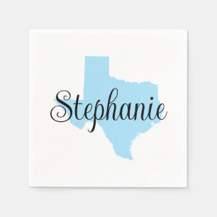Servilleta De Papel Nombre de guión curvo Bebé Azul Texas