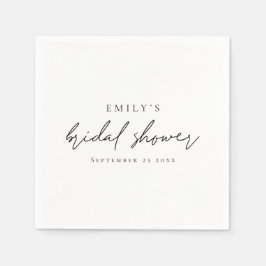 Servilleta De Papel Nombre de guión minimalista Fecha Ducha de novia