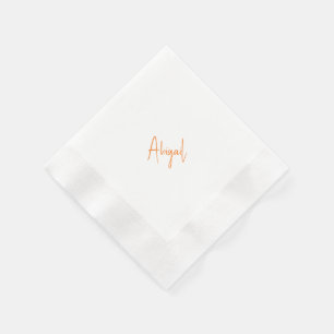Servilleta De Papel Nombre de guión naranja de pareja simple Boda 