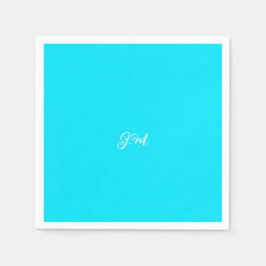 Servilleta De Papel Nombre de las iniciales del color sólido azul del 