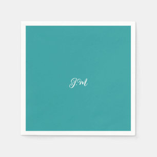 Servilleta De Papel Nombre de las iniciales en color azul sólido de mo