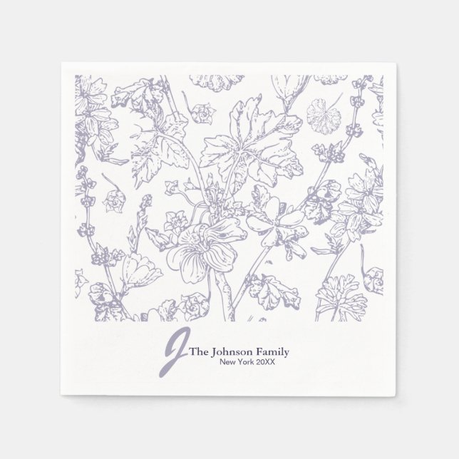 Servilleta De Papel Nombre de Monograma de Familia Personalizada Guión (Anverso)