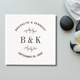 Servilleta De Papel Nombre de pareja de boda floral botánica monograma
