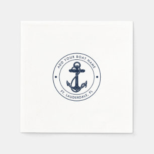 Servilleta De Papel Nombre del barco del ancla azul de la Marina Náuti