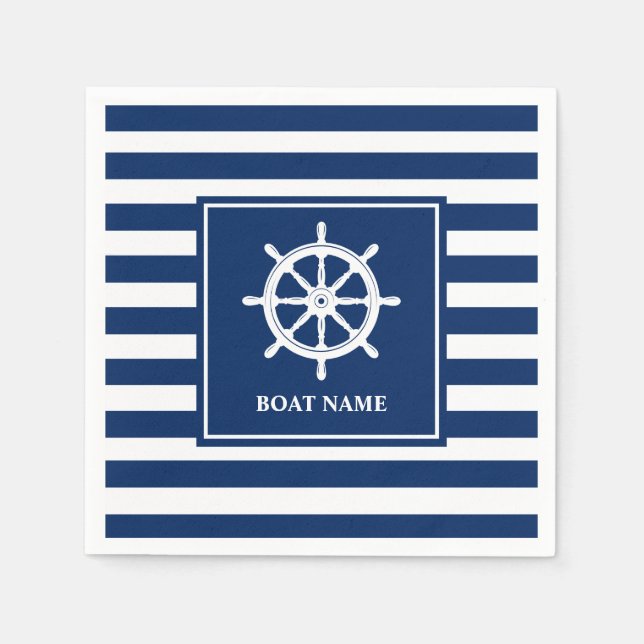 Servilleta De Papel Nombre del barco Nautical Ships Wheelm Strim (Anverso)