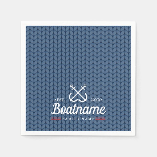 Servilleta De Papel Nombre del barco Navy Blue Nautical Personalized K (Anverso)