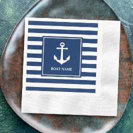 Servilleta De Papel Nombre del barco Ropa azul de anclaje náutico vint