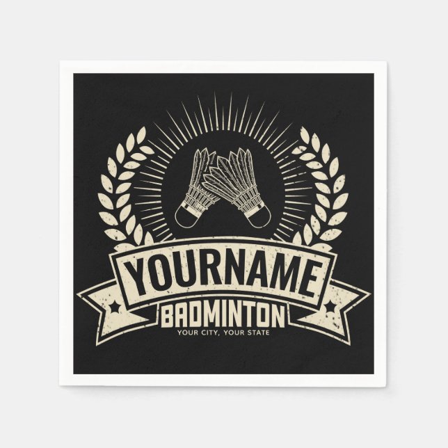 Servilleta De Papel Nombre del jugador de Badminton personalizado Racq (Anverso)