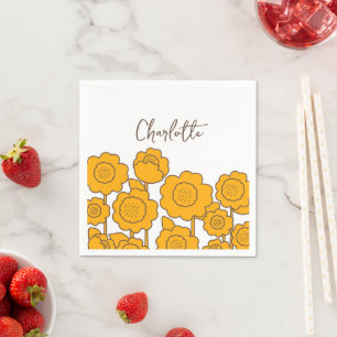 Servilleta De Papel Nombre del Personalizable de los girasoles amarill