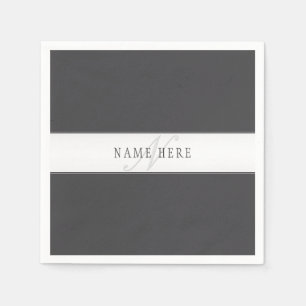 Servilleta De Papel Nombre elegante y monograma Gris oscuro y claro