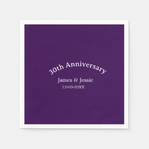 Servilleta De Papel nombre fecha aniversario de bodas 30 años simple p