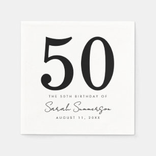 Servilleta De Papel Nombre Fecha Cumpleaños 50 Quincuagésimo Aniversar