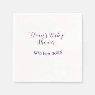 Servilleta De Papel nombre fecha de baby shower morado elegante simple