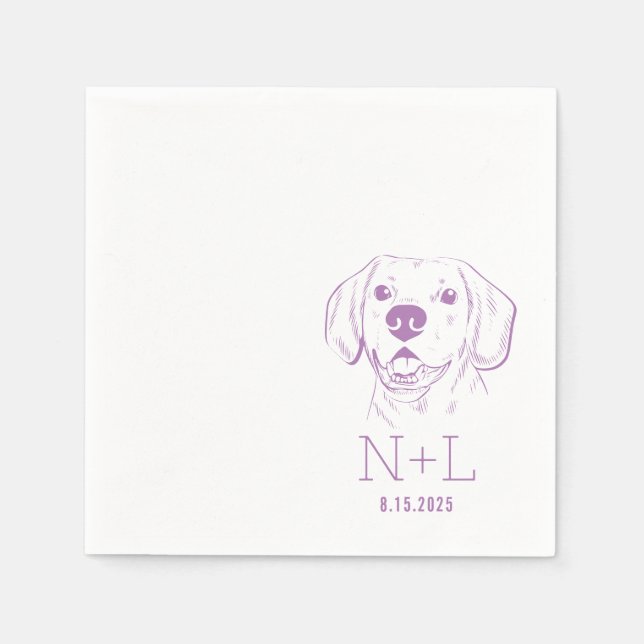 Servilleta De Papel Nombre Iniciales Beagle Boda Napkins (Anverso)