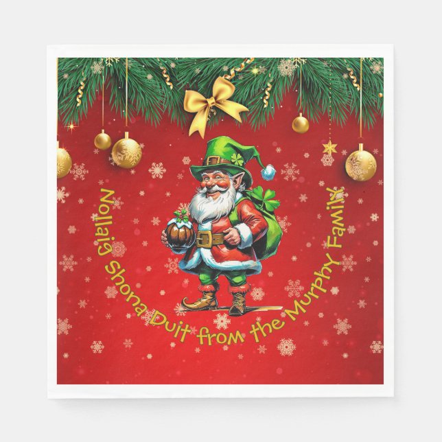 Servilleta De Papel Nombre - Irlandés Nollaig Shona Duit Feliz Navidad (Anverso)