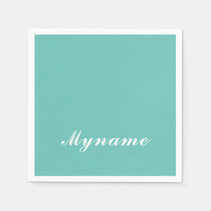 Servilleta De Papel Nombre moderno minimalista chic Light Teal