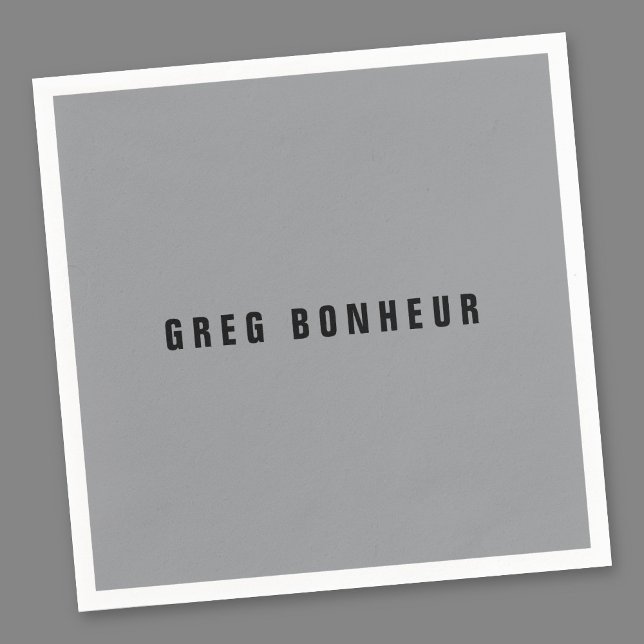 Servilleta De Papel Nombre moderno y elegante | Gris y negro (Subido por el creador)