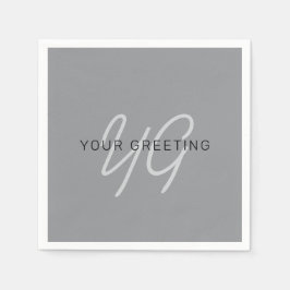 Servilleta De Papel Nombre modificable o saludo | Gris negro y oscuro