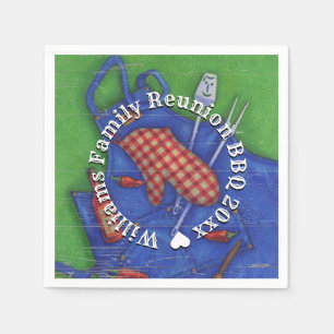 Servilleta De Papel Nombre Monogramado de la Reunión Familiar BBQ