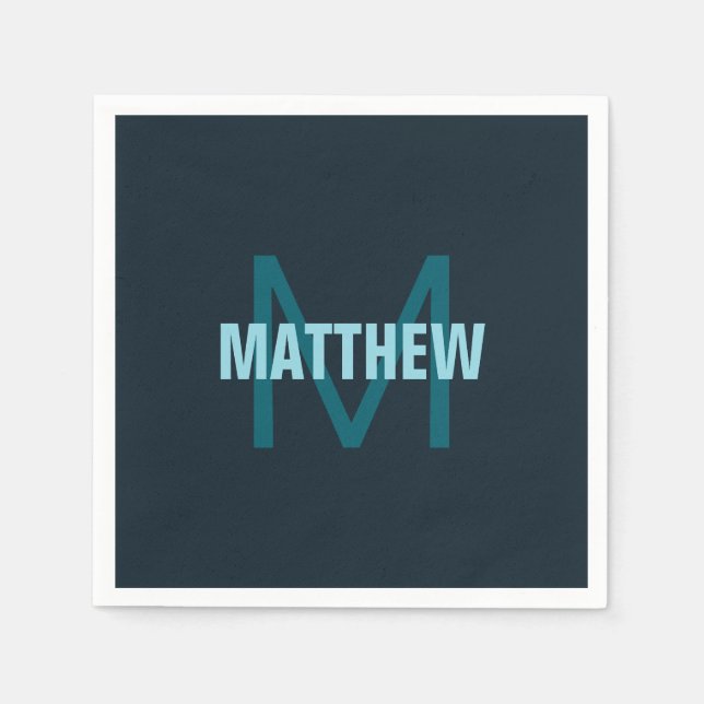 Servilleta De Papel Nombre monogramado de Personalizable negrita simpl (Anverso)