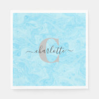 Nombre Monogramado del Personalizado de mármol azu
