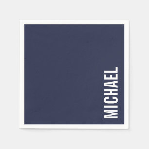 Servilleta De Papel Nombre personal Minimalista moderno azul marino