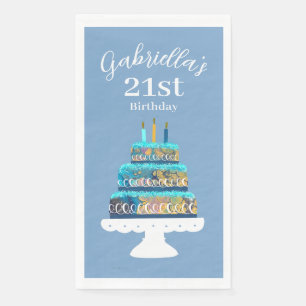 Servilleta De Papel Nombre personalizado 21ª tarta de cumpleaños