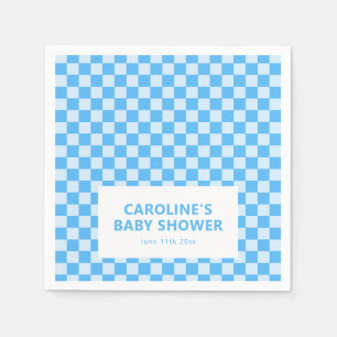 Servilleta De Papel Nombre Personalizado Azul de Cuadrícula Retro para
