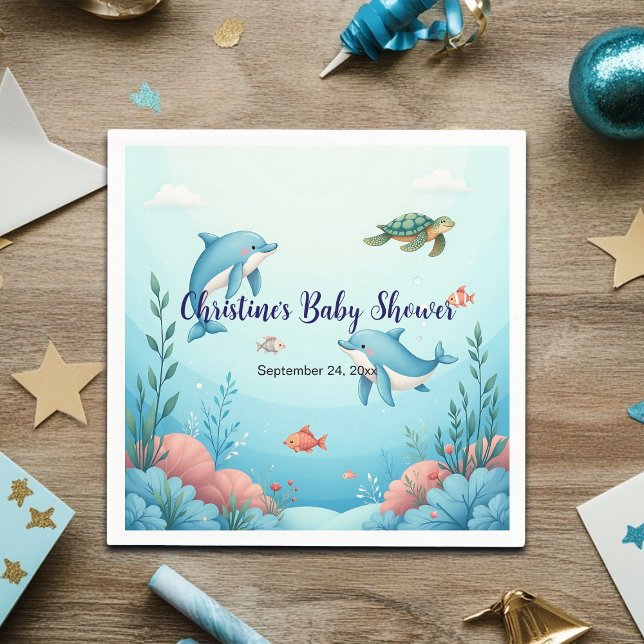 Servilleta De Papel Nombre personalizado bajo el mar Baby Shower (Subido por el creador)