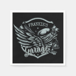 Servilleta De Papel NOMBRE Personalizado Biker Skull Wings Motorcycle 