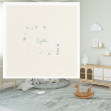 Nombre personalizado Blue Floral Cream Baby Shower