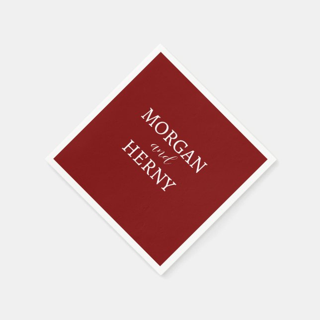 SERVILLETA DE PAPEL NOMBRE PERSONALIZADO BODA ROJO ESTILO CHERRY MODER (Borde)