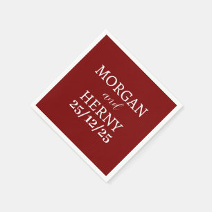 SERVILLETA DE PAPEL NOMBRE PERSONALIZADO BODA ROJO ESTILO CHERRY MODER