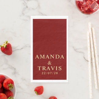 Servilleta De Papel Nombre personalizado Boda simple moderno mínimo